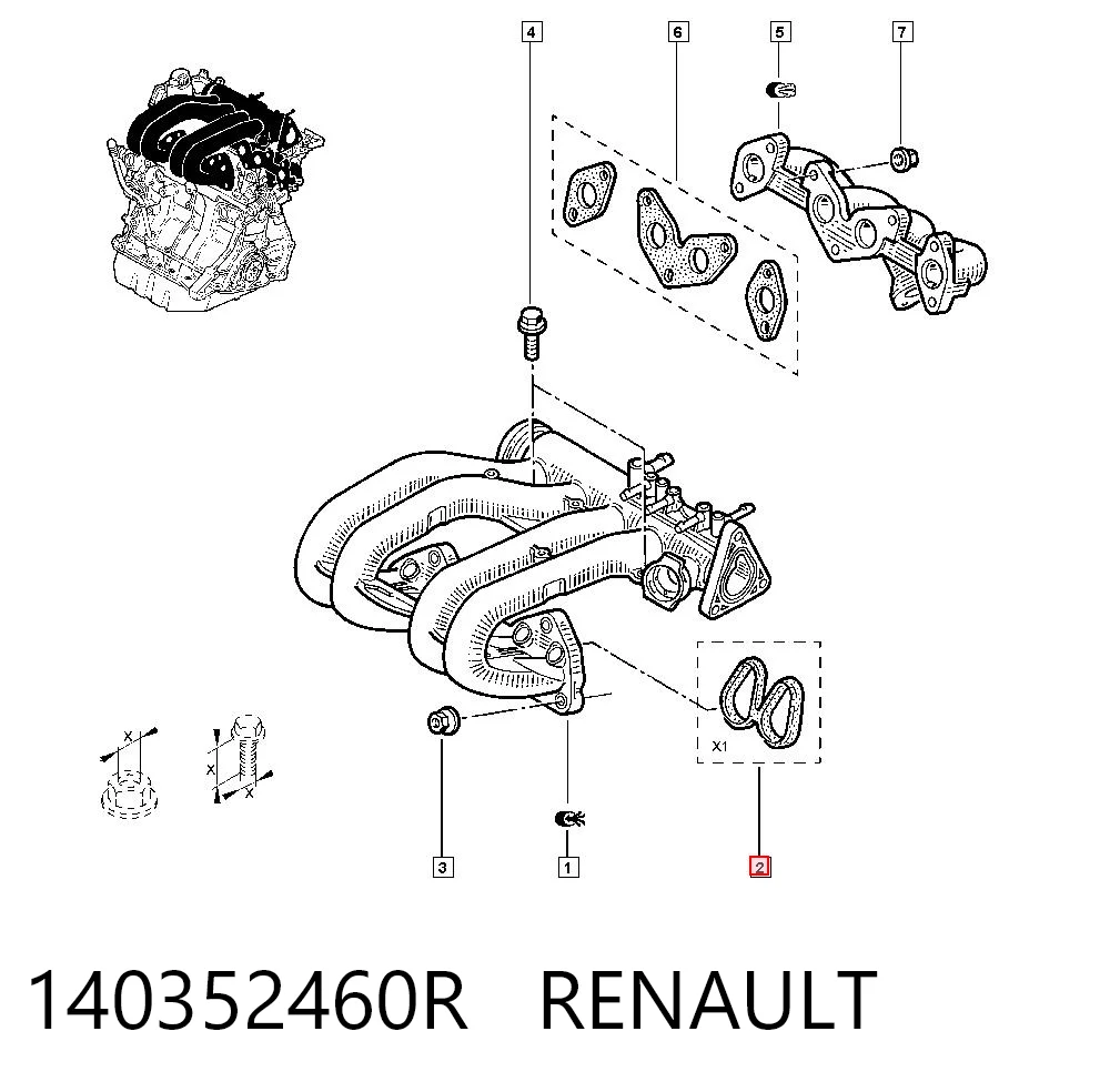  Vedante de tubo coletor de admissão Renault Clio I hatchback (BC57, 5357) (1990 - 1998) I