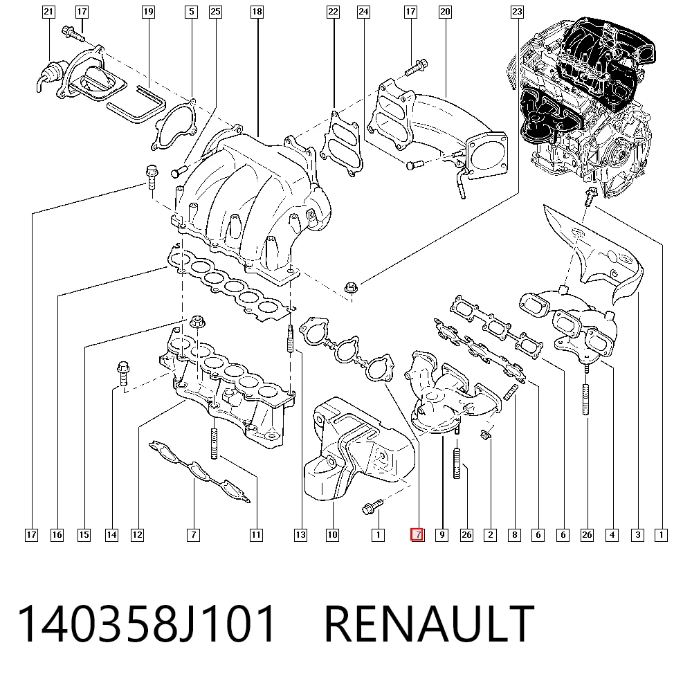 Vedante inferior de tubo coletor de admissão Renault Espace IV JK0 ao melhor preço