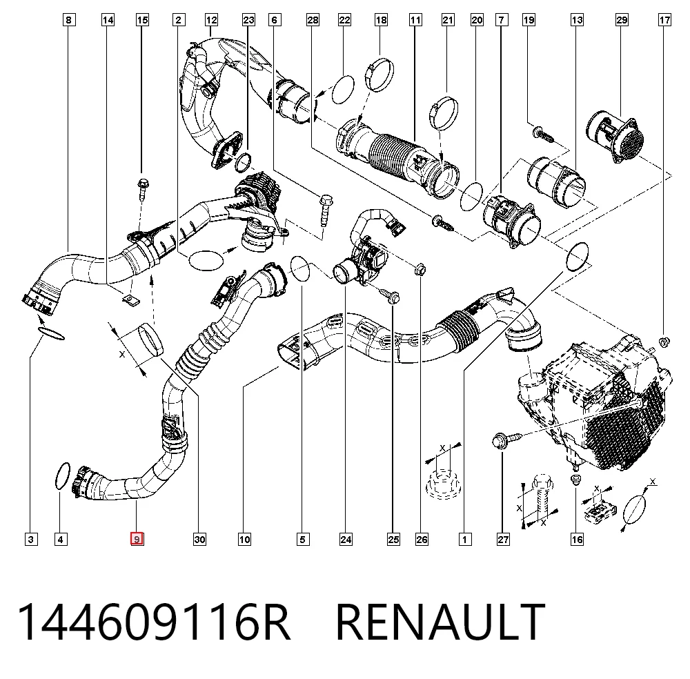 144609116R Renault (RVI) Mangueira (cano derivado) de intercooler