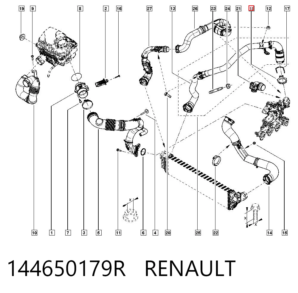 144650179R Opel Anel de vedação (vedante) de cano derivado de intercooler