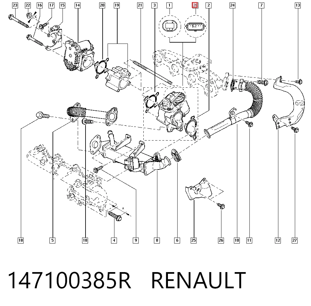 147100385R Renault (RVI) Válvula EGR de recirculação dos gases