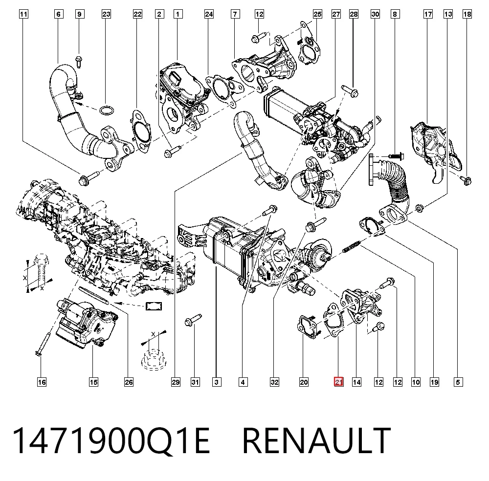 95519088 Peugeot/Citroen Vedante de refrigerador EGR do sistema de recirculação dos gases