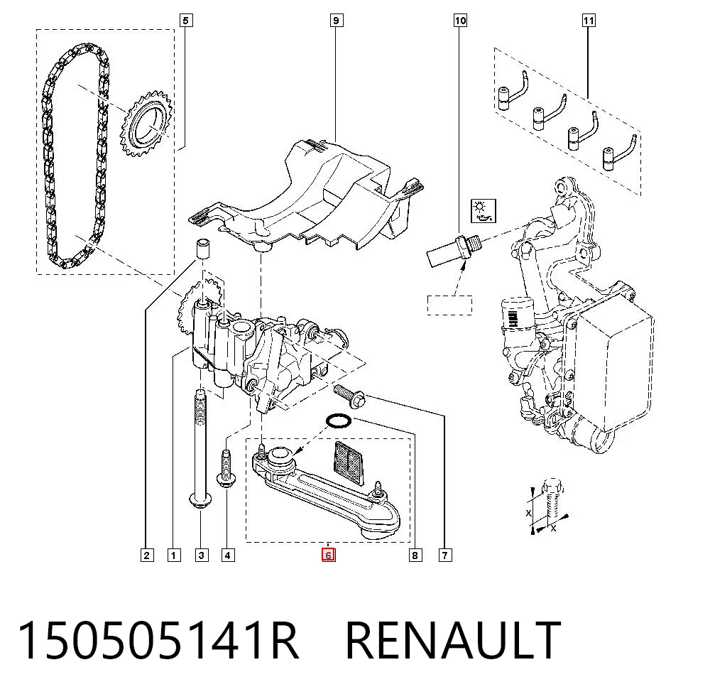 Receptor de óleo (coletor de óleo) Renault Trafic II FL ao melhor preço