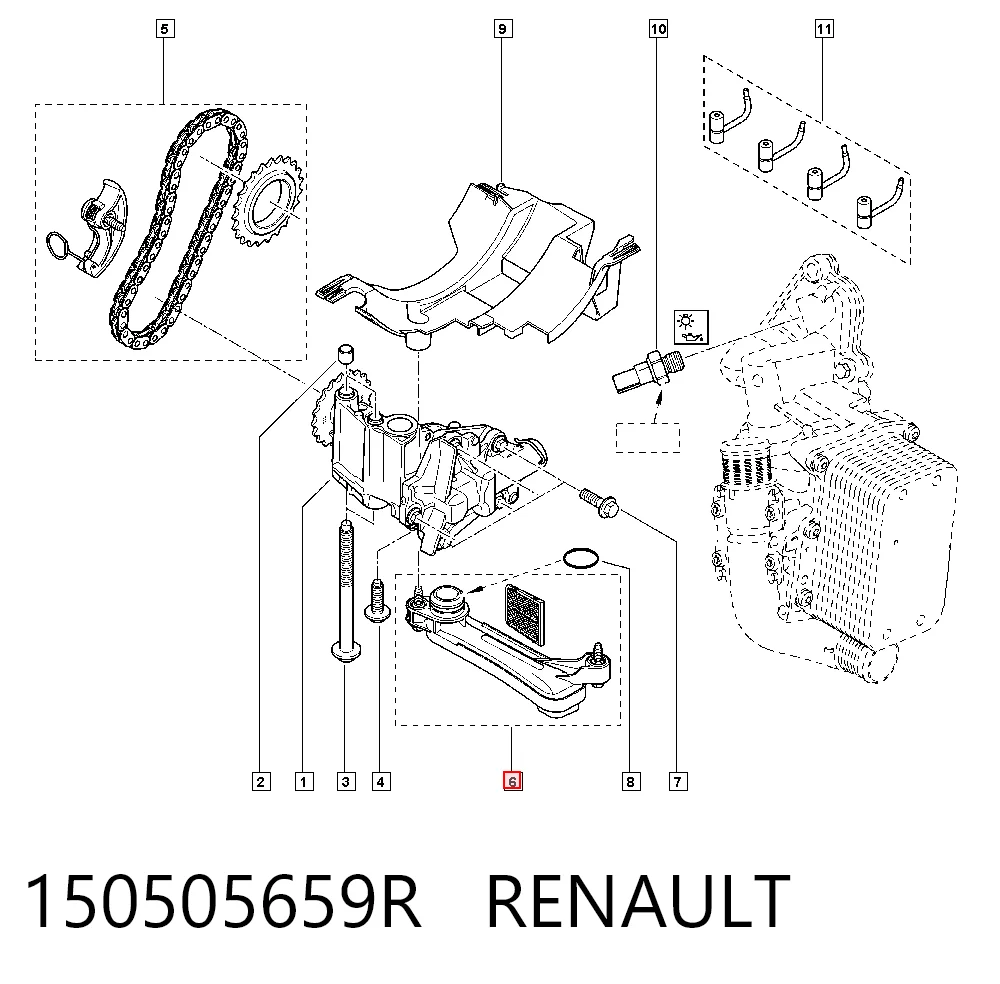 Receptor de óleo (coletor de óleo) para Renault Master III FV