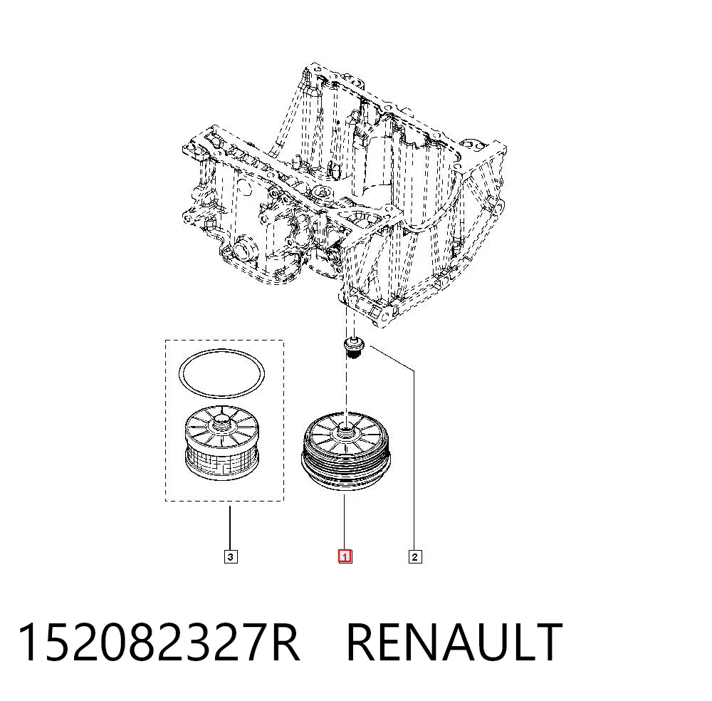 152082327R Renault (RVI) Tampa do filtro de óleo