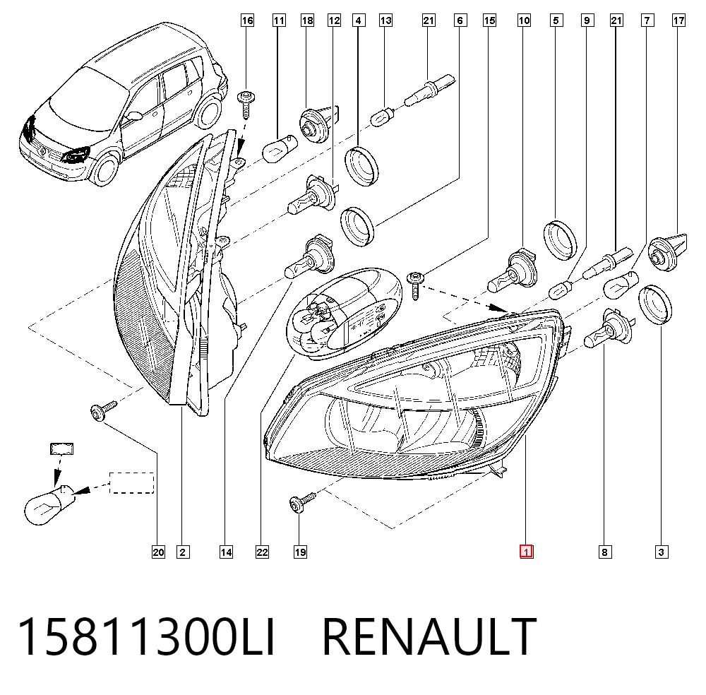 Luz esquerda para Renault Scenic II JM0, JM1
