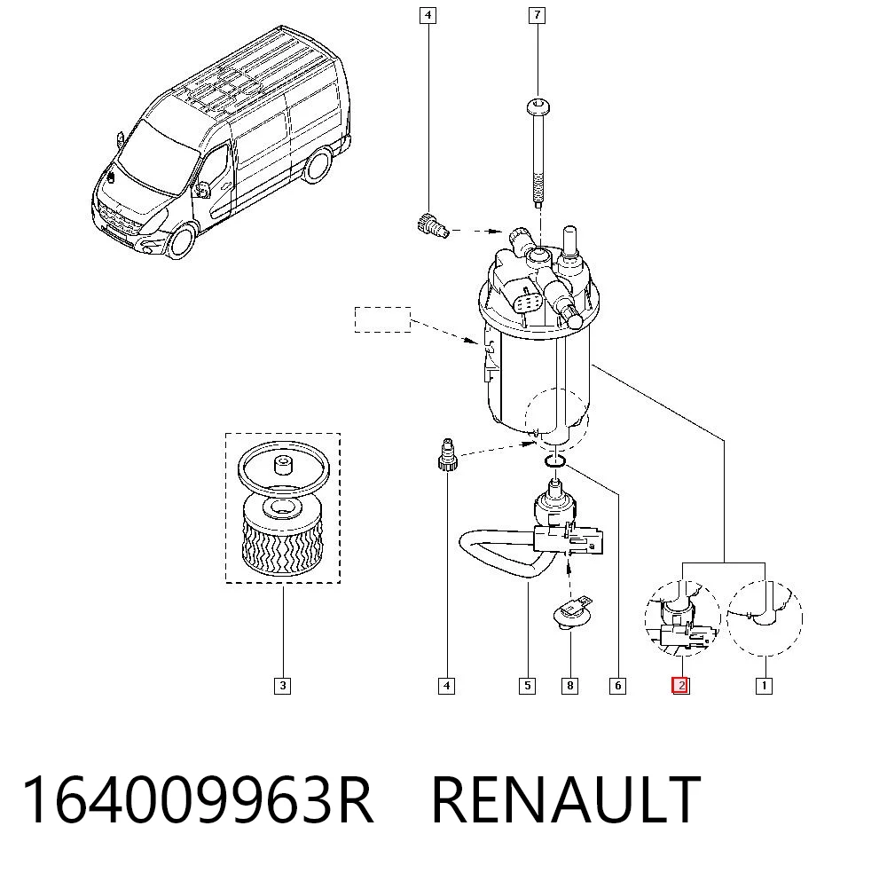 164009963R Renault (RVI) Filtro de combustível