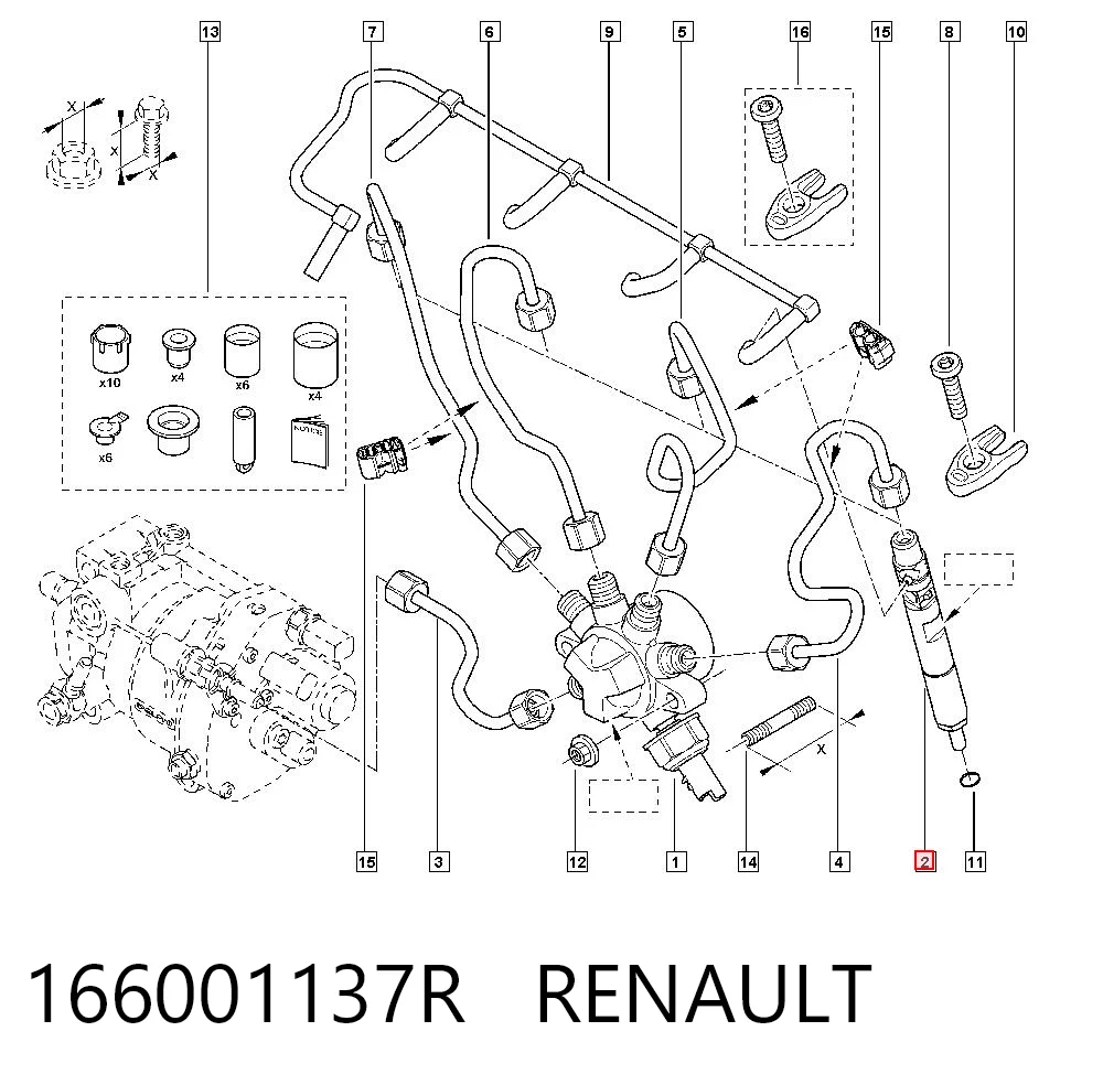 166001137R Renault (RVI) Injetor de injeção de combustível