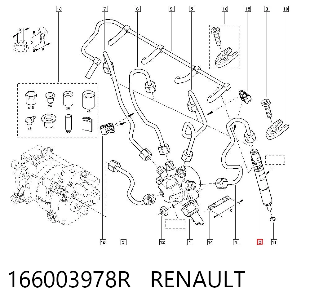 166003978R Renault (RVI) Injetor de injeção de combustível