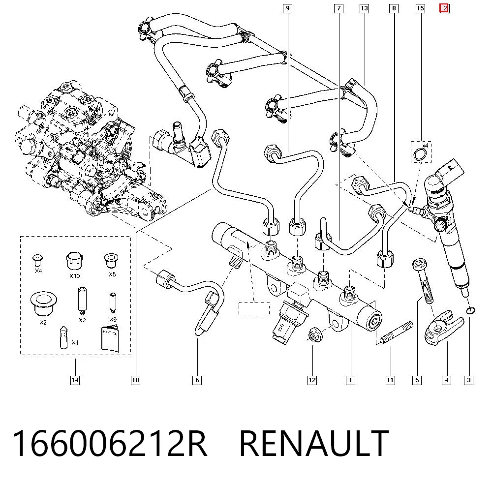 166006212R Renault (RVI) Injetor de injeção de combustível