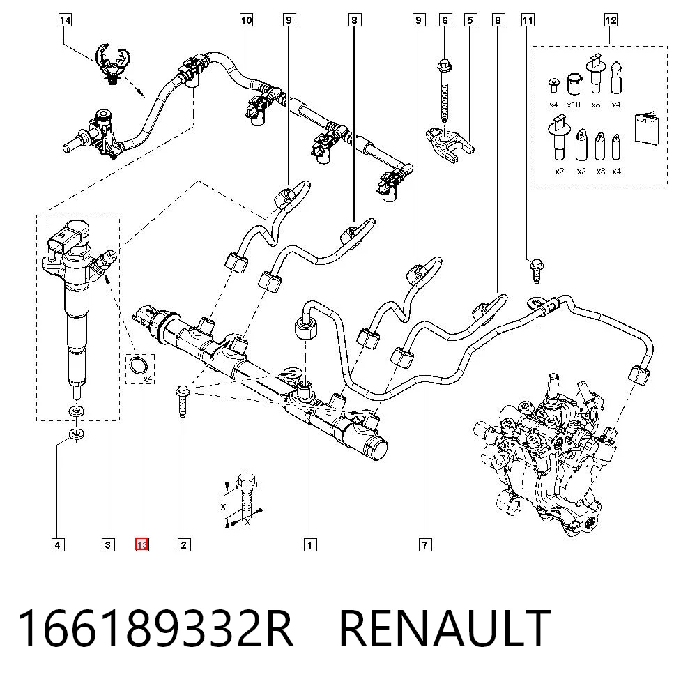 166189332R Nissan/Infiniti Anel (arruela) do injetor de ajuste