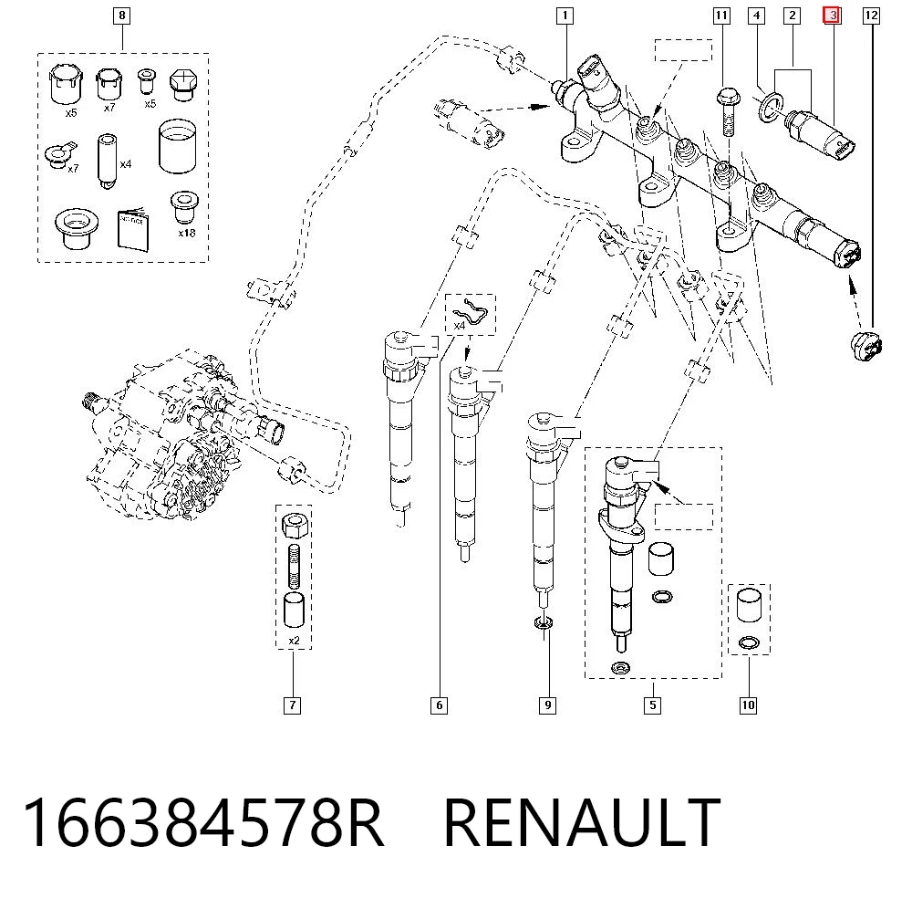  Sensor de pressão de combustível Renault Laguna III hatchback (BT0, BT1) (2007 - 2015) III