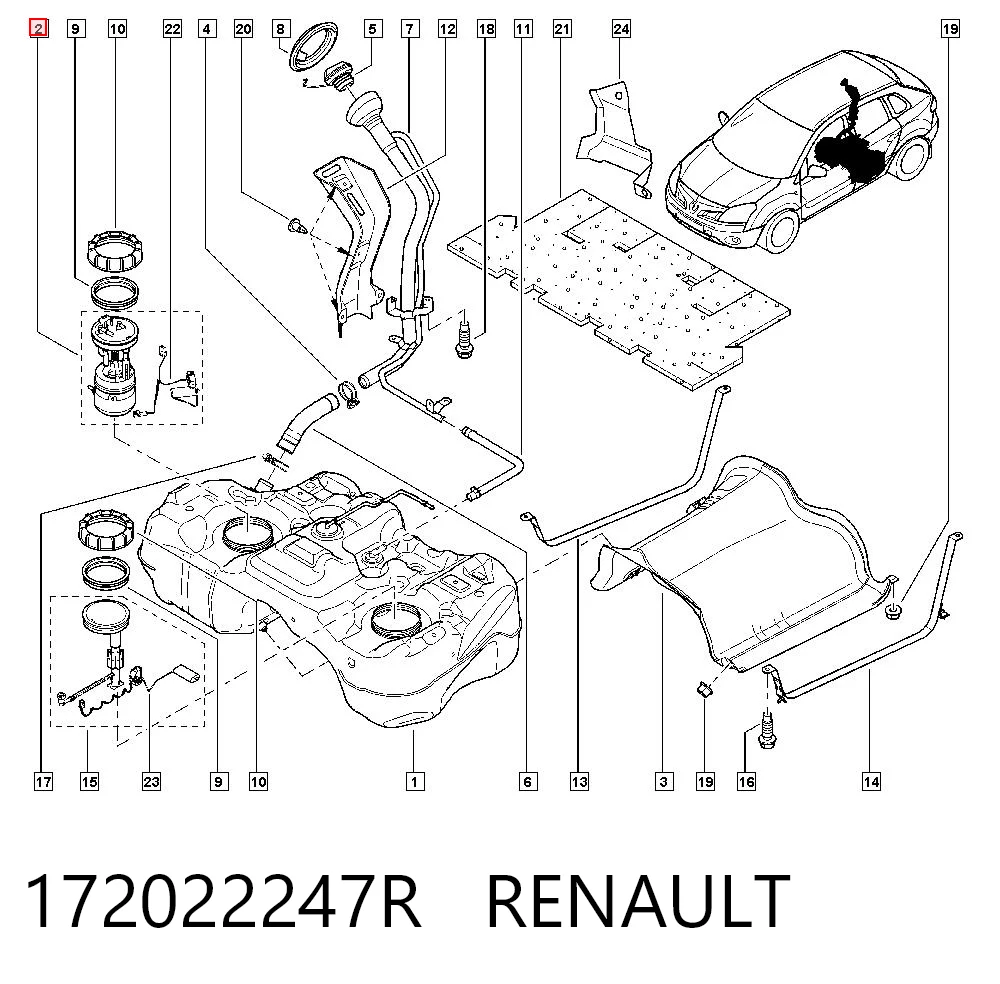 Módulo de bomba de combustível com sensor do nível de combustível Renault Koleos HY0 ao melhor preço