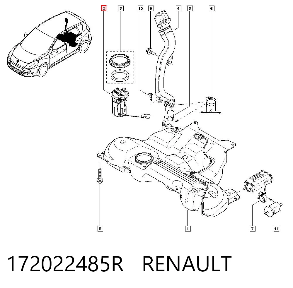 172022485R Renault (RVI) Módulo de bomba de combustível com sensor do nível de combustível