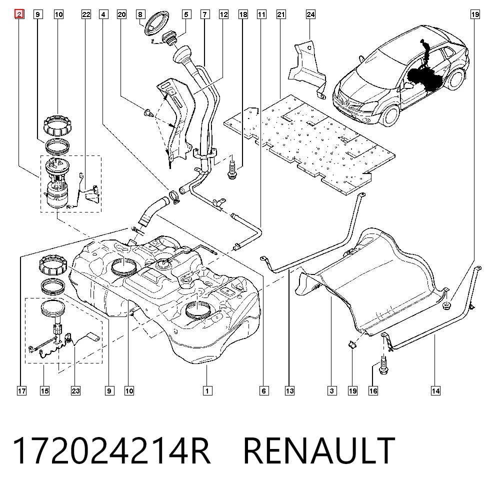 Módulo de bomba de combustível com sensor do nível de combustível para Renault Koleos  HY0