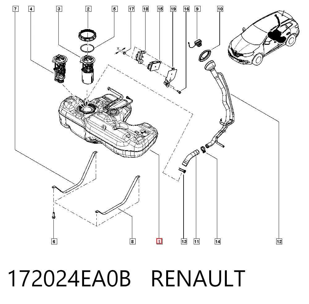 Tanque de combustível para Nissan Qashqai J11