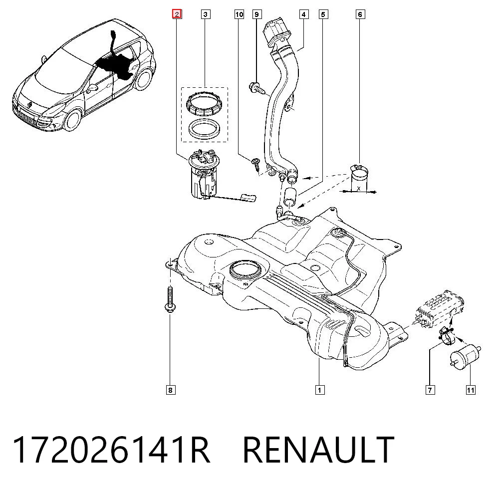 Módulo de bomba de combustível com sensor do nível de combustível Renault Scenic III JZ0, JZ1 ao melhor preço