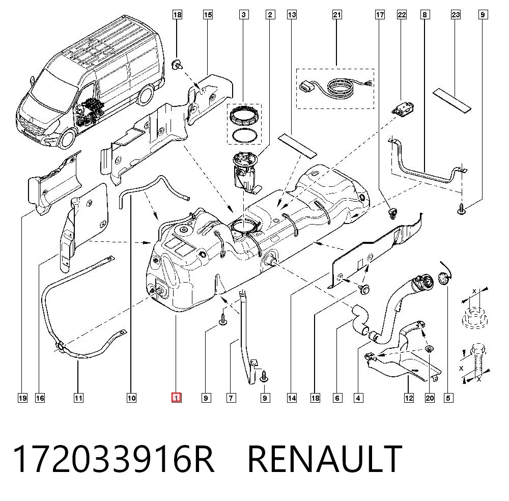 Tanque de combustível Renault Master III EV, HV, UV ao melhor preço
