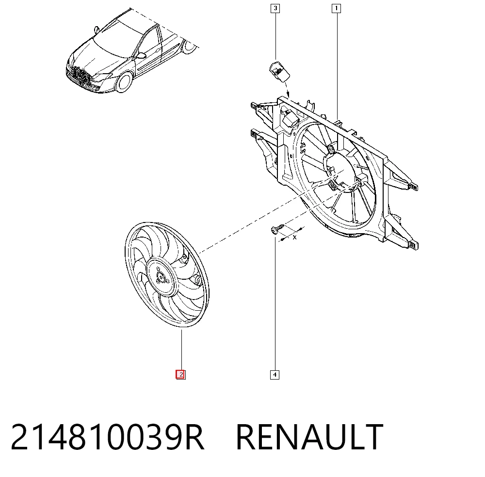 Ventilador elétrico de esfriamento montado (motor + roda de aletas) para Renault Laguna III KT0, KT1