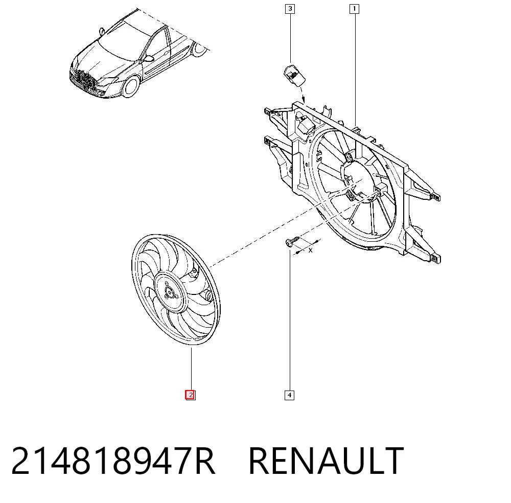 Ventilador elétrico de esfriamento montado (motor + roda de aletas) Renault Laguna III KT0, KT1