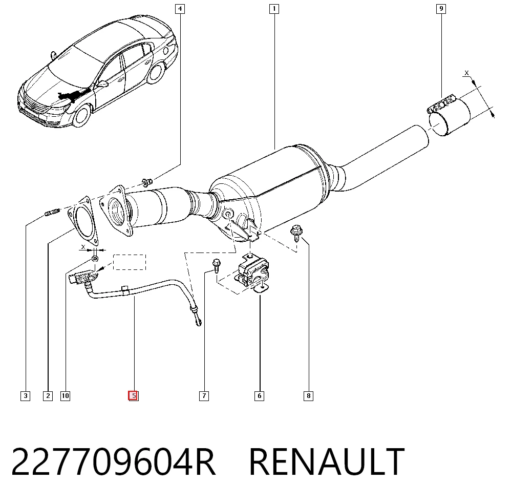 227709604R Renault (RVI) Sensor de pressão dos gases de escape