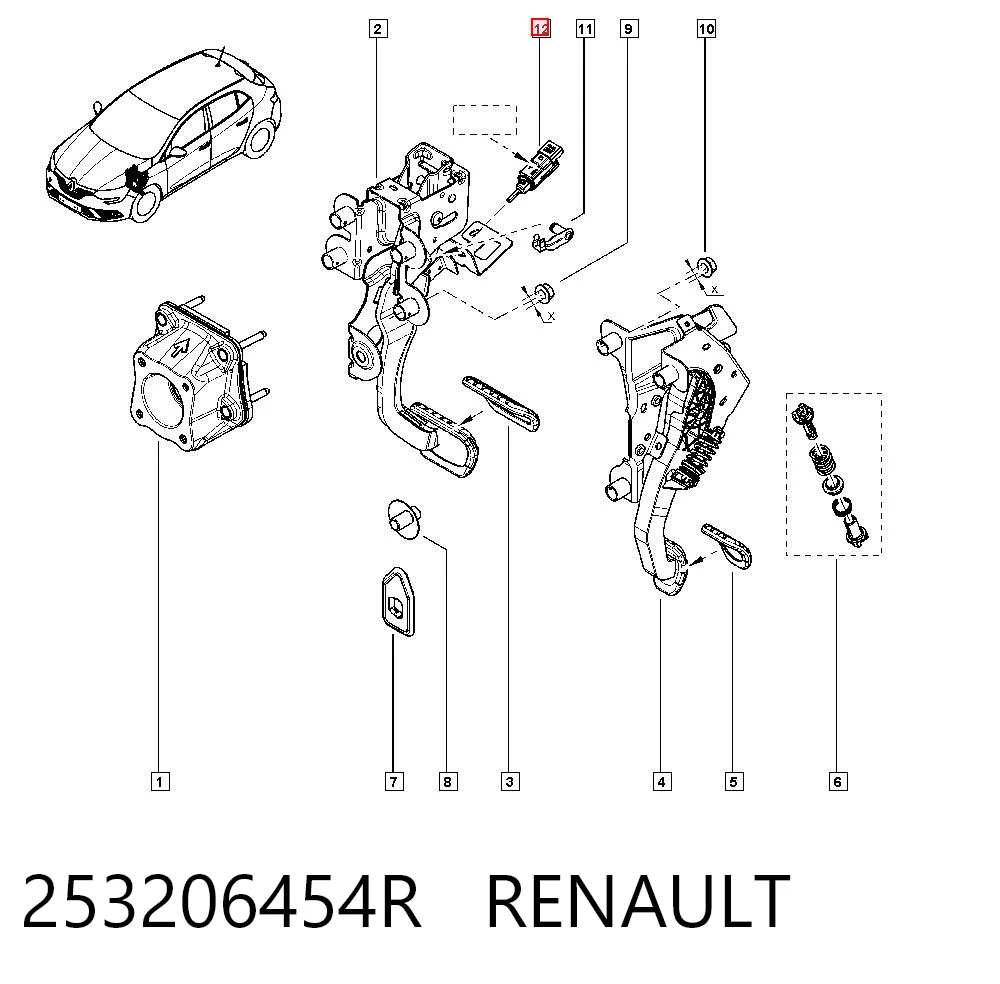 253206454R Renault (RVI) Sensor de ativação do sinal de parada