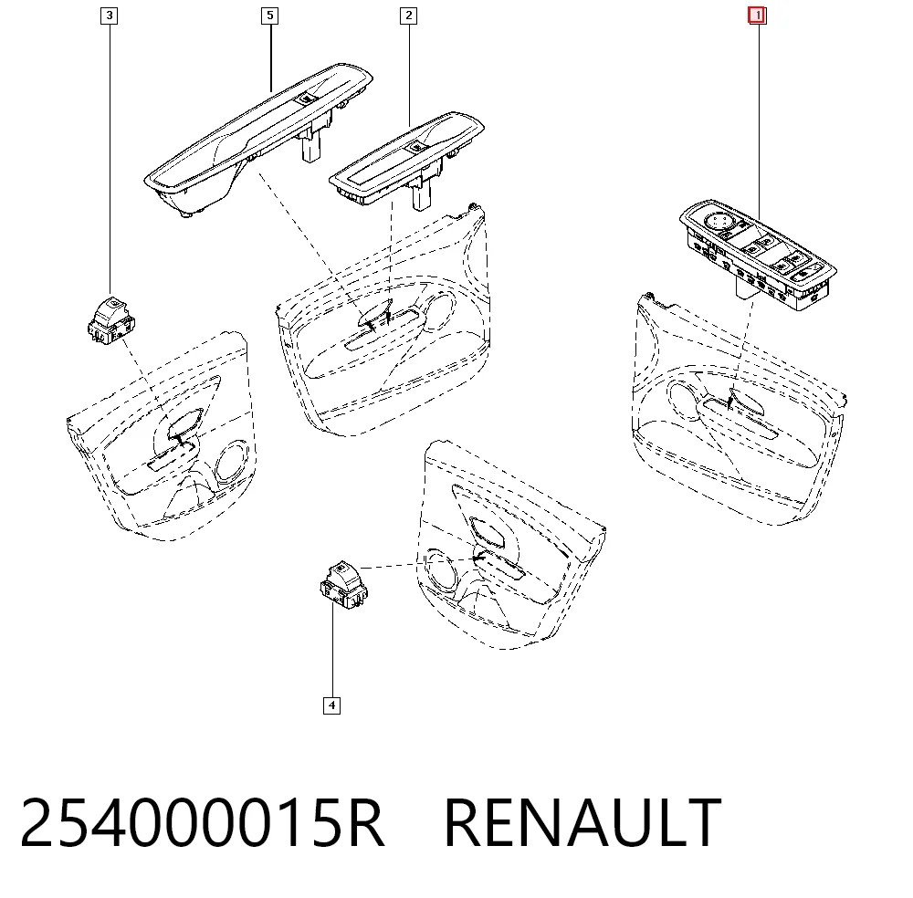 254000015R Renault (RVI) Unidade de botões dianteira esquerda de controlo de elevador de vidro