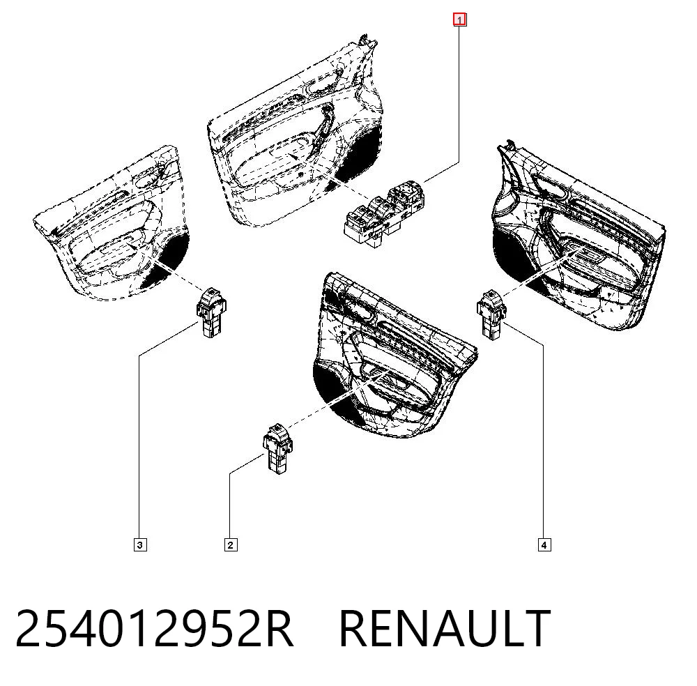254012952R Renault (RVI) Unidade de botões dianteira esquerda de controlo de elevador de vidro