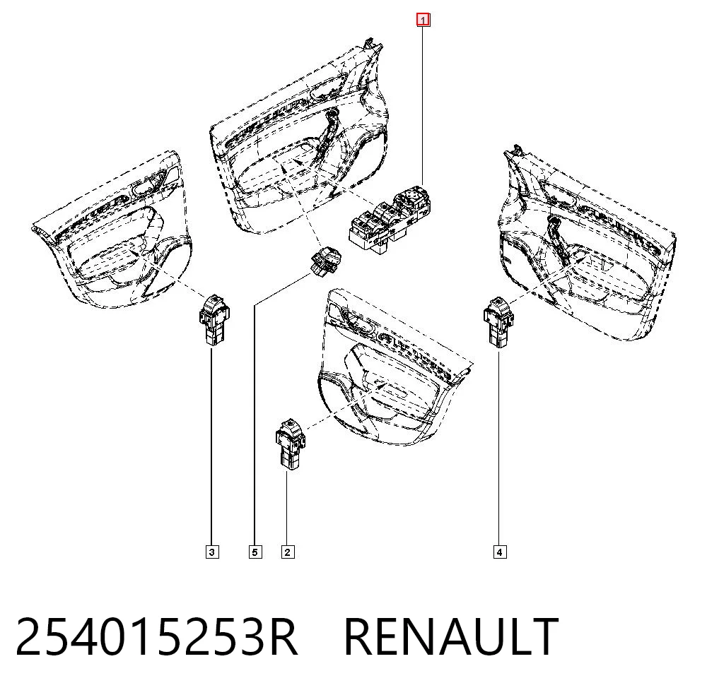 254015253R Renault (RVI) Unidade de botões dianteira esquerda de controlo de elevador de vidro