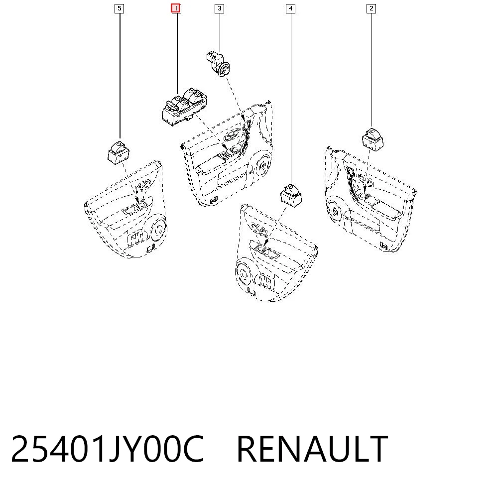 25401JY00C Renault (RVI) Unidade de botões dianteira esquerda de controlo de elevador de vidro