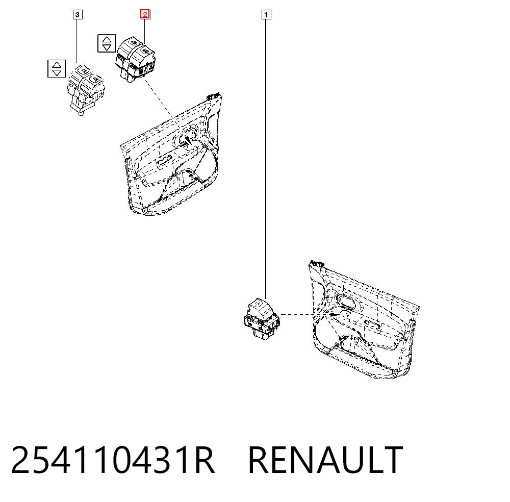 254110431R Renault (RVI) Unidade de botões dianteira esquerda de controlo de elevador de vidro