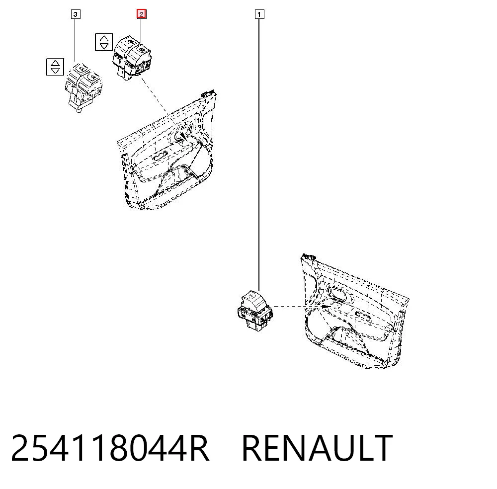 254118044R Renault (RVI) Unidade de botões dianteira esquerda de controlo de elevador de vidro
