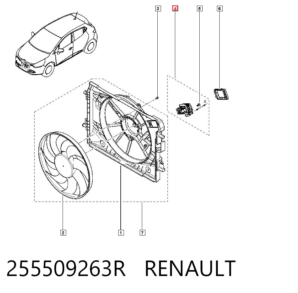 255509263R Renault (RVI) Regulador de revoluções de ventilador de esfriamento (unidade de controlo)