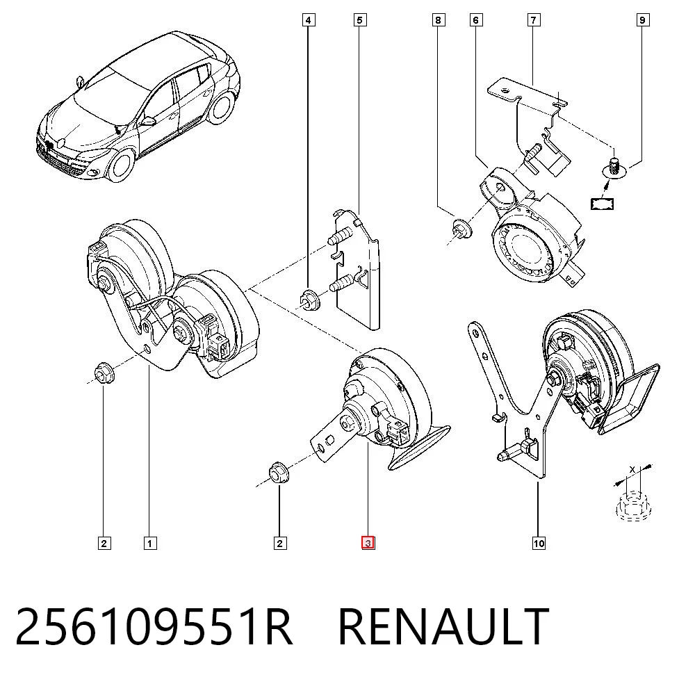 Sinal sonoro (cláxon) Renault Scenic III JZ0, JZ1 ao melhor preço