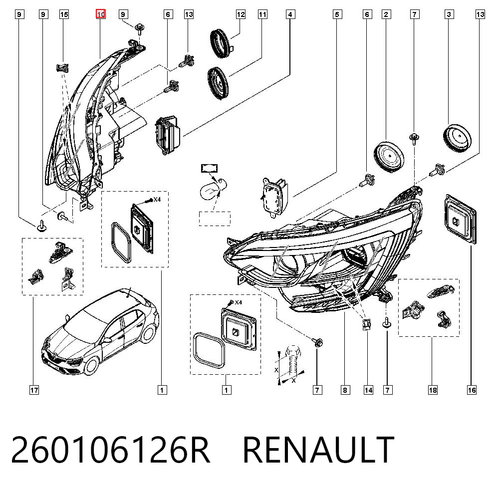 Luz direita Renault Megane preço, a partir de 42,29 USD