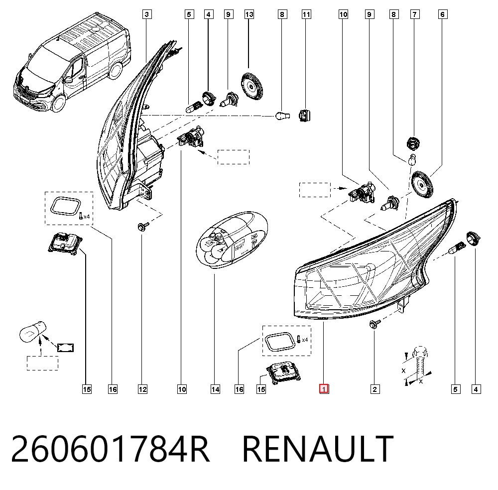 Luz esquerda Renault Trafic III EG