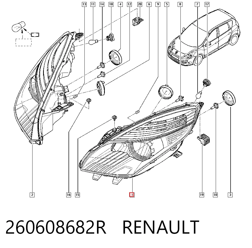 Luz esquerda Renault Scenic GRAND III JZ0, JZ1