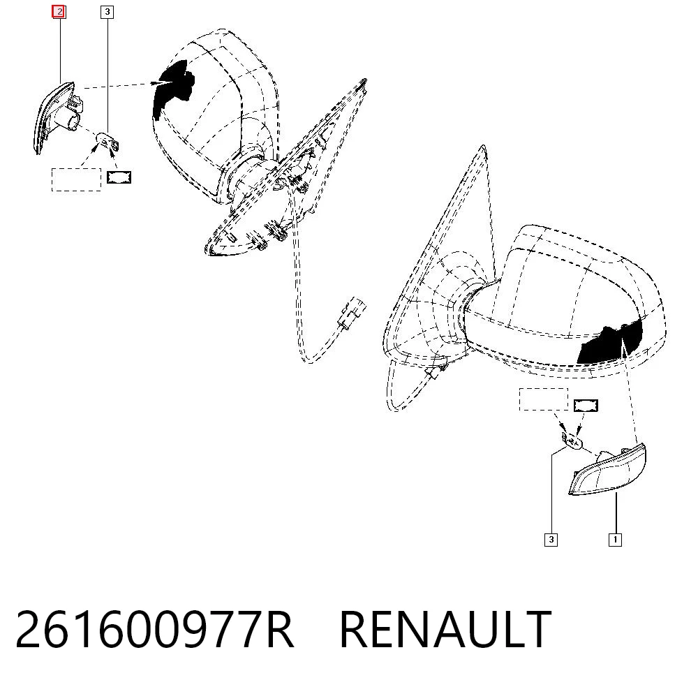 261600977R Renault (RVI) Pisca-pisca de espelho direito