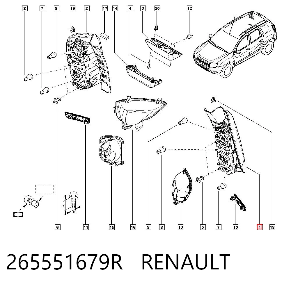 265551679R Renault (RVI) Lanterna traseira esquerda