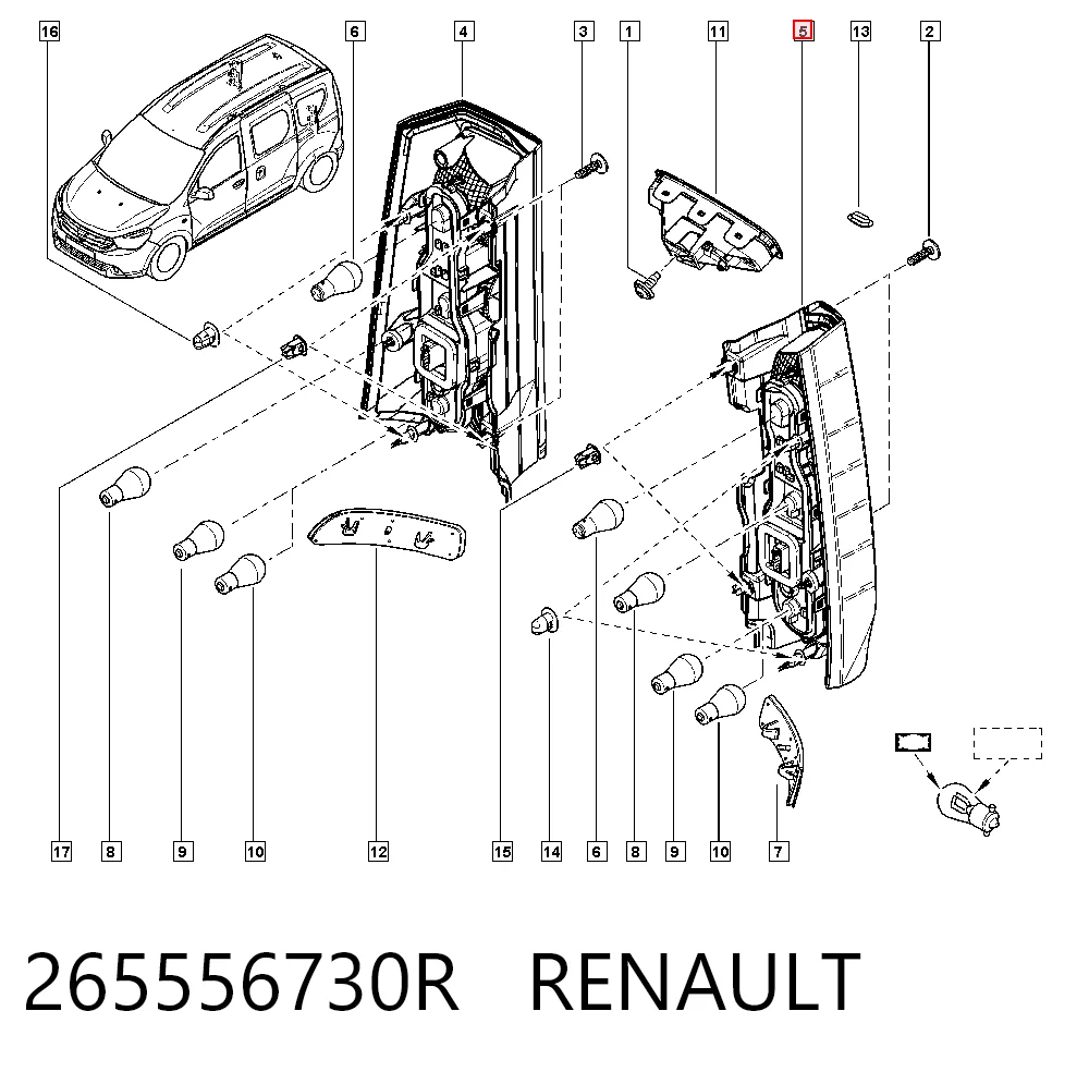 265556730R Renault (RVI) Lanterna traseira esquerda