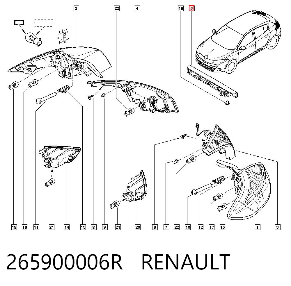 265900006R Renault (RVI) Sinal de parada traseiro adicional