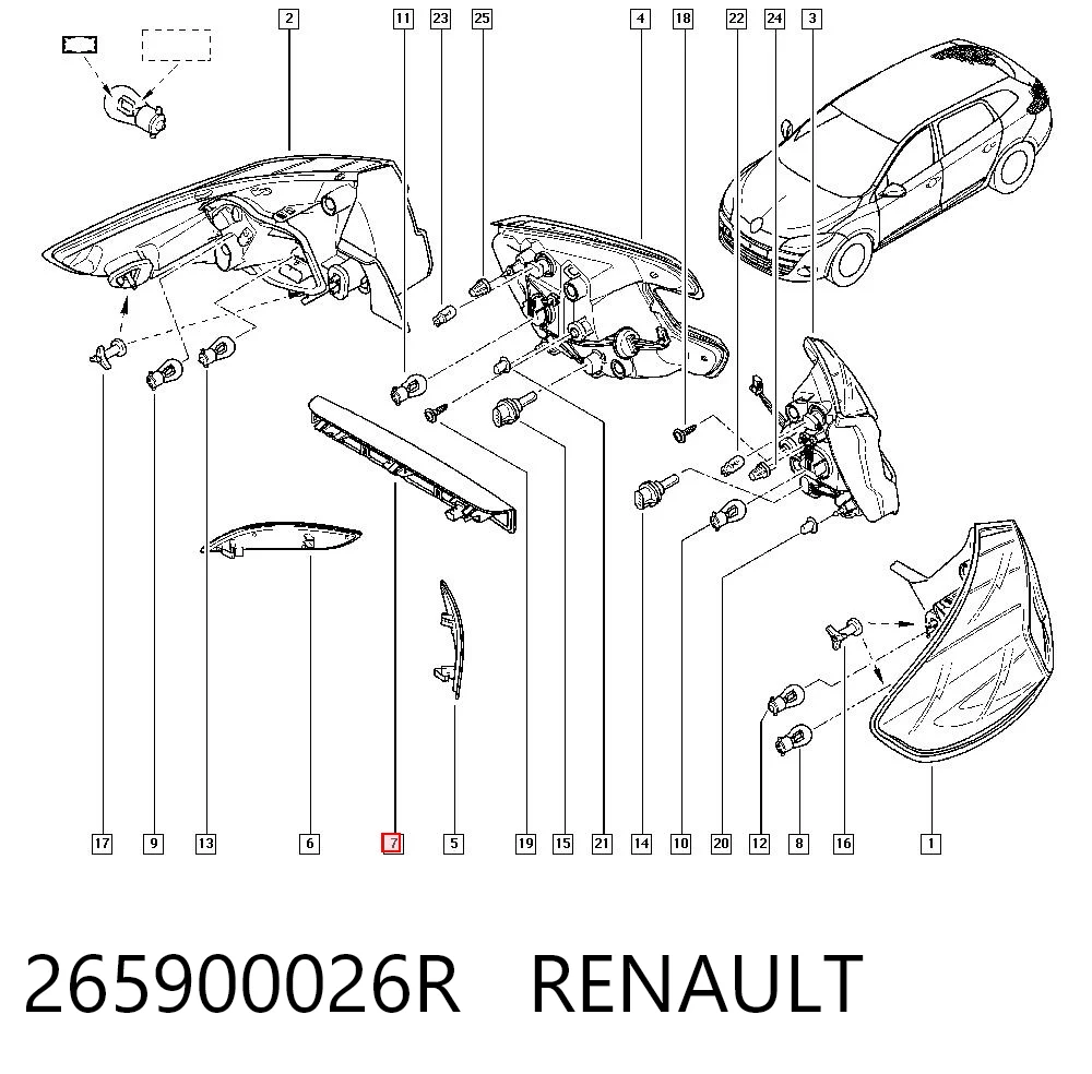 Sinal de parada traseiro adicional Renault Megane III KZ0, KZ1 ao melhor preço
