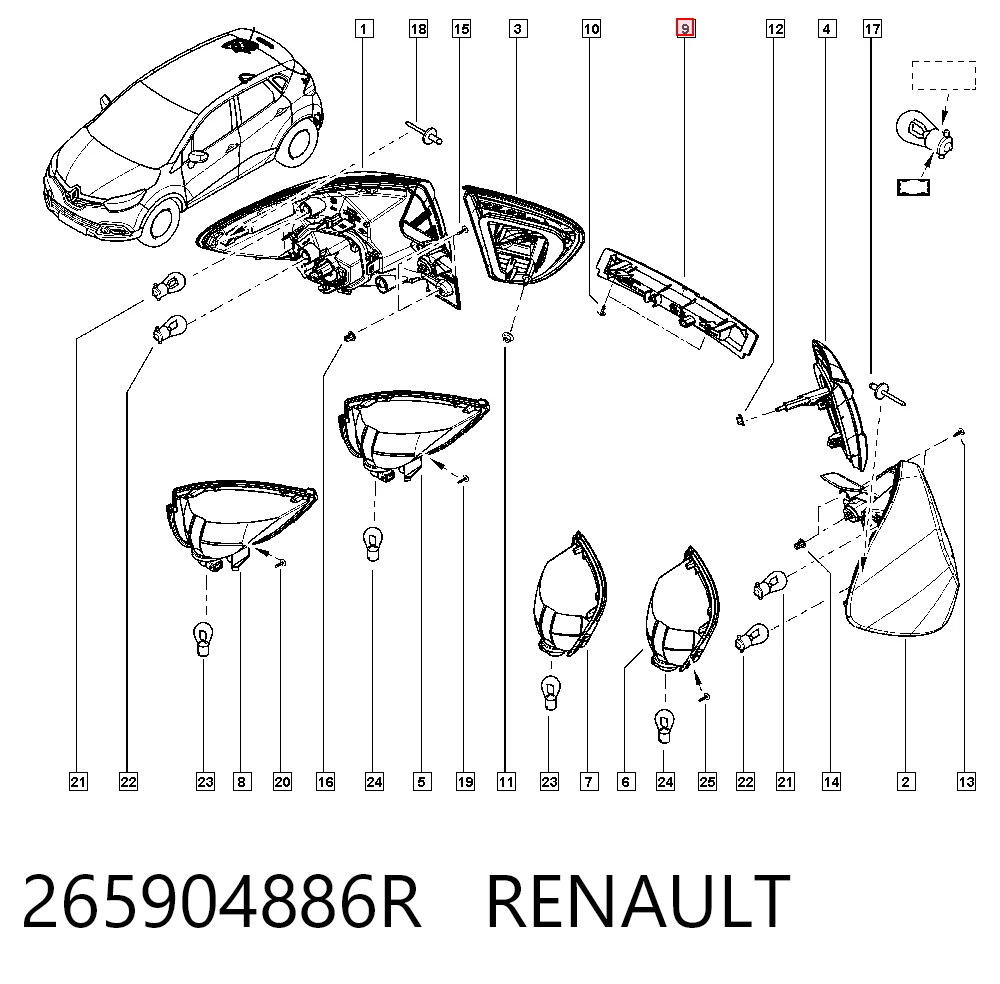 Sinal de parada traseiro adicional Renault Clio IV BH ao melhor preço