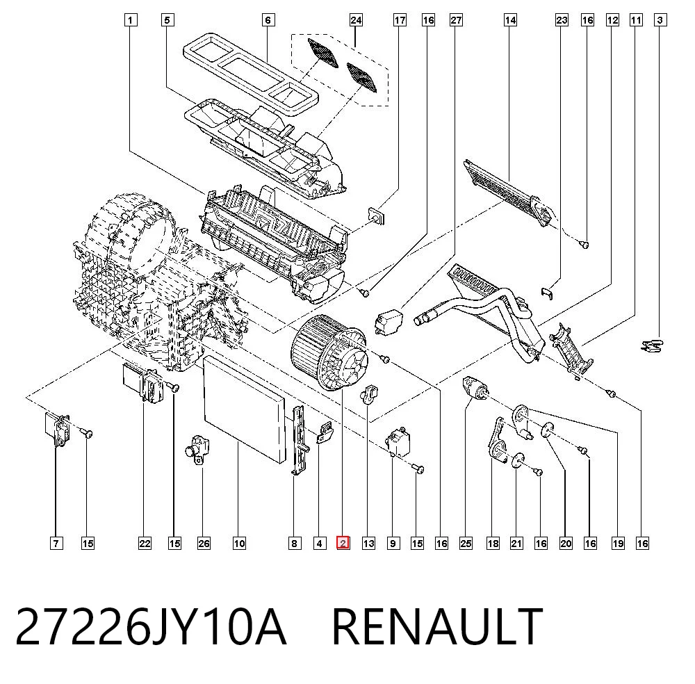 27226JY10A Renault (RVI) Motor de ventilador de forno (de aquecedor de salão)