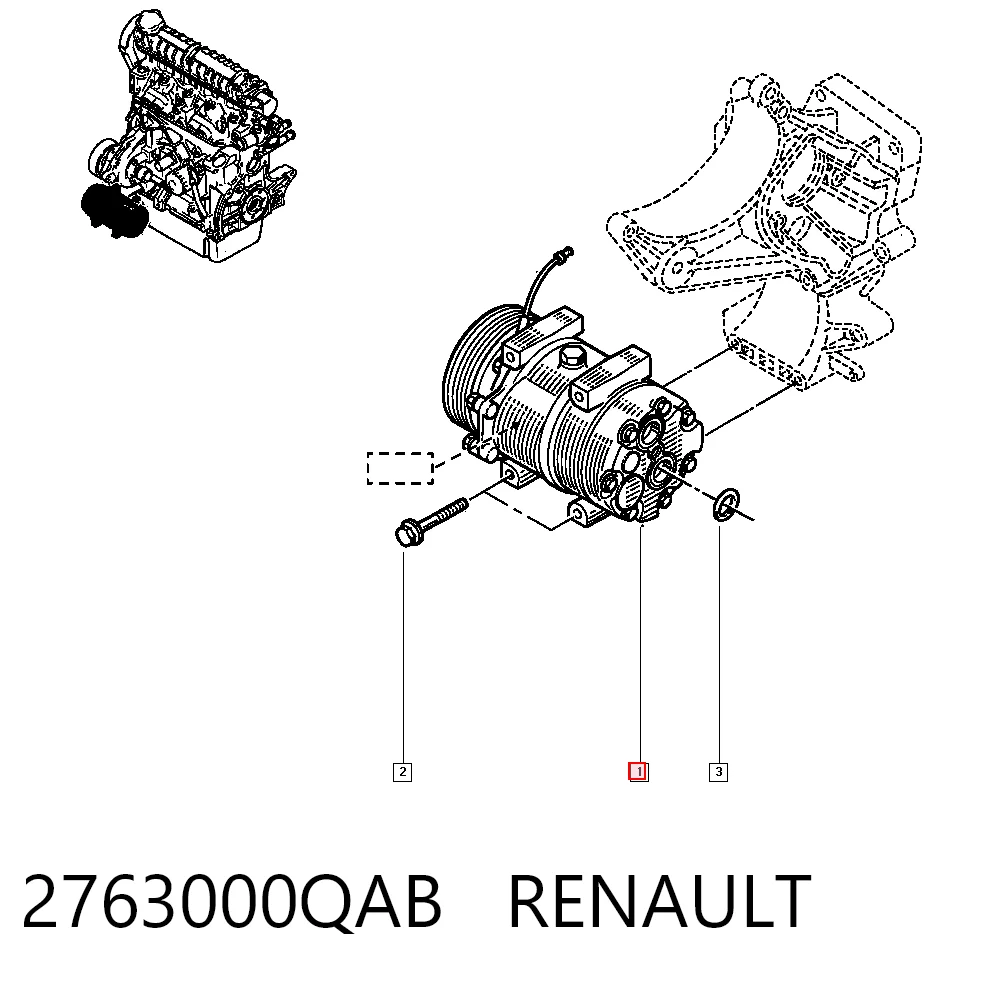 2763000QAB Renault (RVI) Compressor de aparelho de ar condicionado