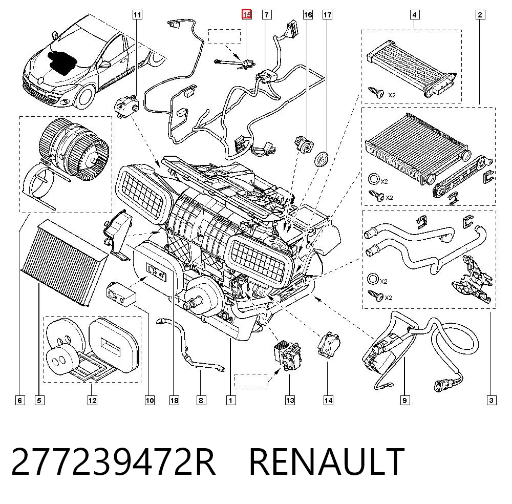 277239472R Renault (RVI) Sensor de temperatura de ar no salão