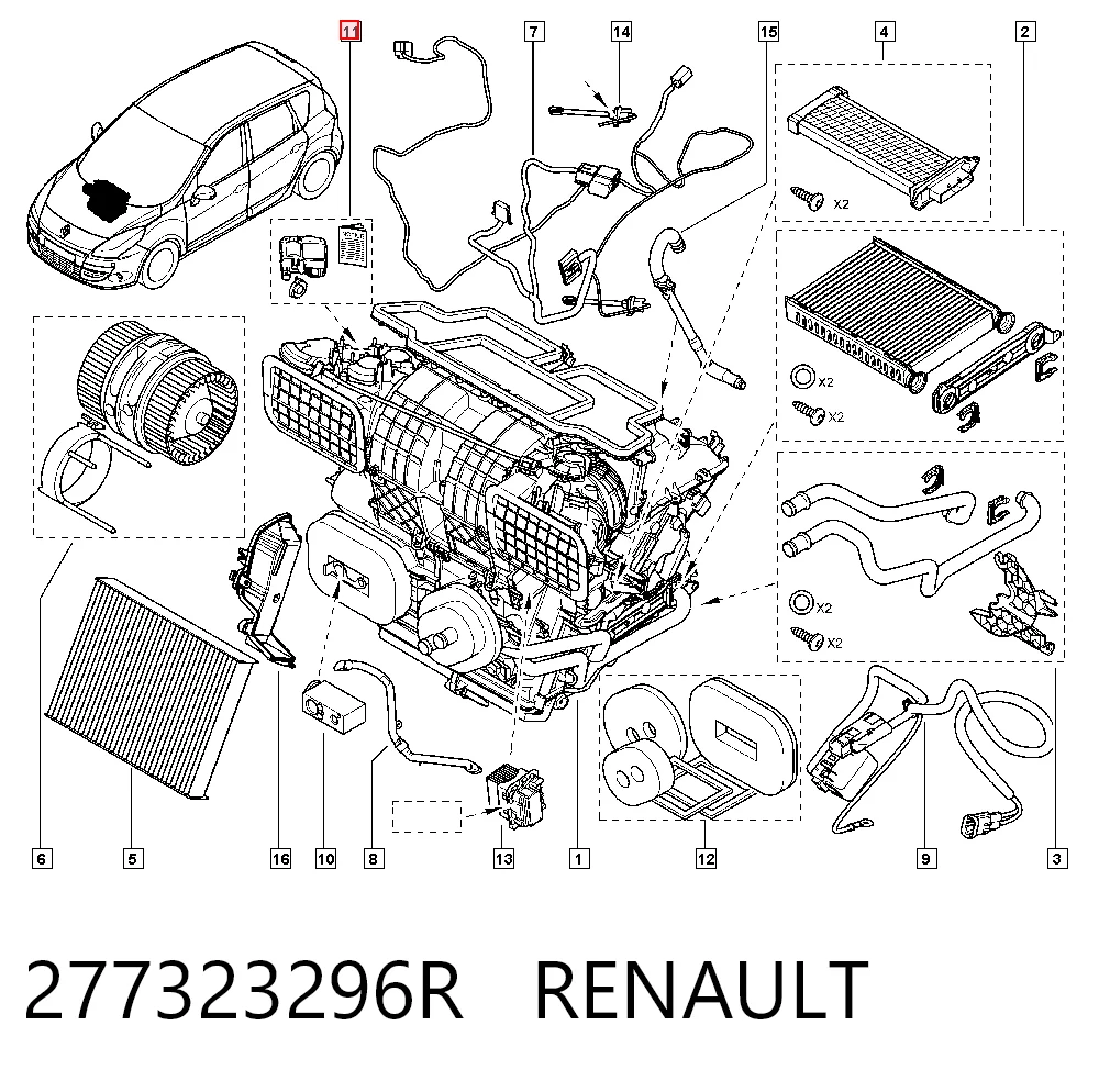 Acionamento de comporta de forno Renault Megane III KZ0, KZ1