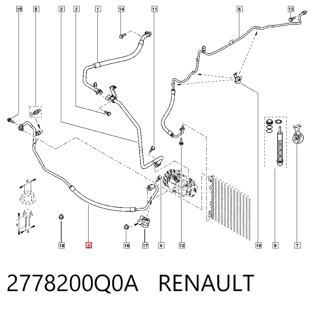 2778200Q0A Nissan/Infiniti Mangueira de aparelho de ar condicionado, desde o compressor até o radiador
