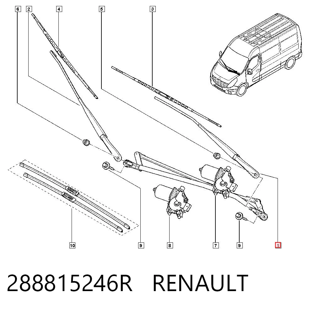 Braço de limpa-pára-brisas do pára-brisas Renault Master III JV ao melhor preço