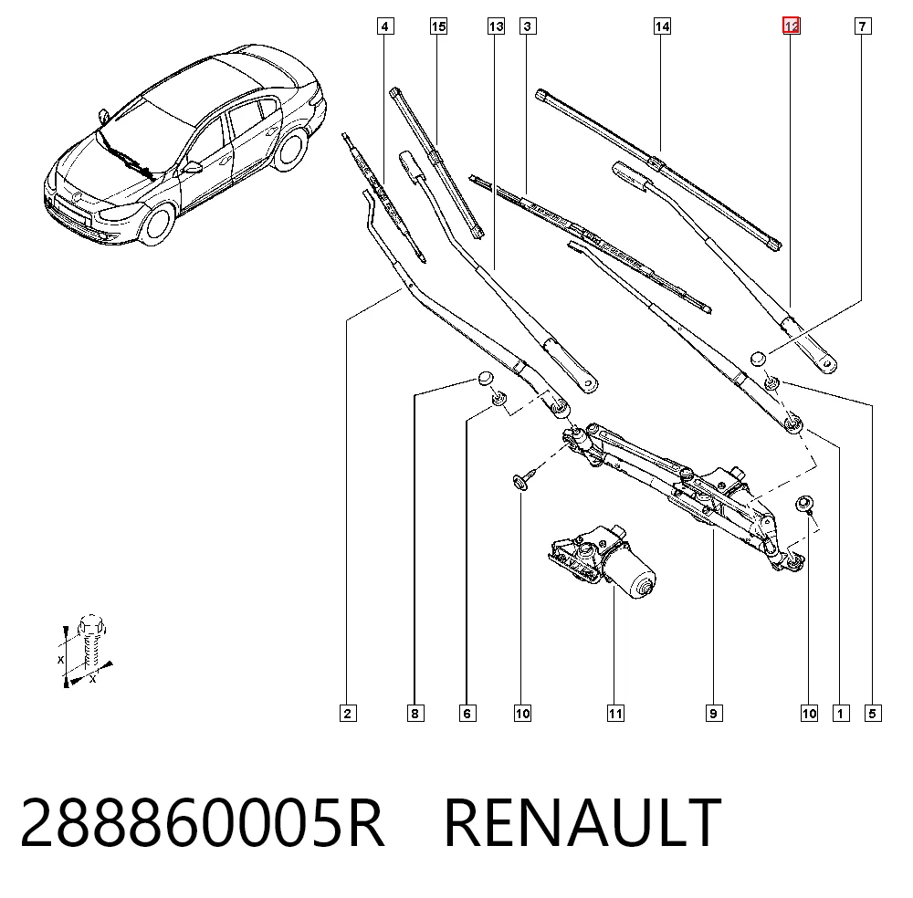 Braço de limpa-pára-brisas do pára-brisas para Renault Fluence  L3